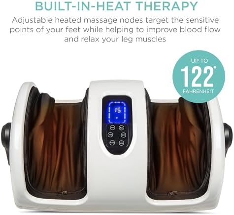 Best Choice Products Shiatsu Foot Massager with Heat for Plantar Fasciitis & Neuropathy, Kneading Foot & Calf Massager with Remote, 360° Adjustable Handle, Rolling & Compression Massage - White - Image 3
