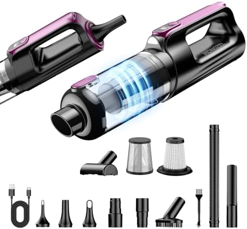 MONOZEL Cordless Handheld Vacuum Cleaner, 18000Pa 2 in 1 Car Vacuum Cleaner&Air Duster, 130W Brushless Motor with 7800mAh Battery, LED Light and Multi-Nozzles, Portable for Car, Home, Office, Pet by HumorUsGoods