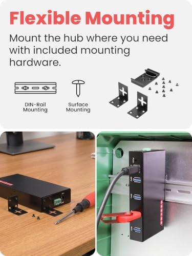 Gearmo 4 Port USB Hub, Mountable USB 3.0 Hub Expander (GM-HU34) - Image 6