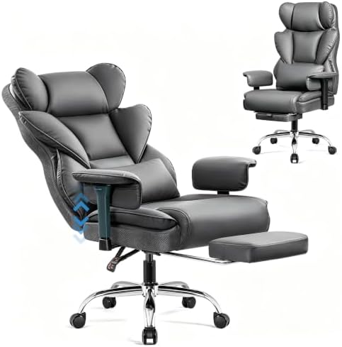 Big & Tall Office Chair 400 LBS with Lumbar Support & Footrest by StellaMia