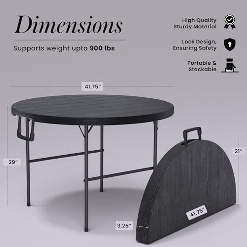 Our Modern Space 3.5 Feet Circular Round Foldable Table with Built in Handle & Steel Legs | Heavy Duty Portable | Perfect for Party, Dining, Wedding, Events, Picnic Indoor, Outdoor, Camping, Utility - Image 2