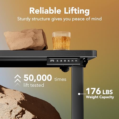 HUANUO 40x24 Inch Electric Standing Desk, Height Adjustable, Black - Image 6