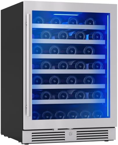Zephyr Presrv 24" Wine Fridge Single Zone Under Counter - Countertop Wine Cooler Cellars Cabinet Wine Beverage Refrigerator Home Bar Chiller Freestanding with Glass Door, 53 Bottles 750ml by Zephyr