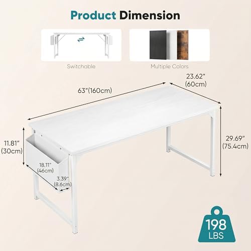 OLIXIS Computer Desk, 63 Inch Gaming Desks for Home Office Small Spaces - Image 3