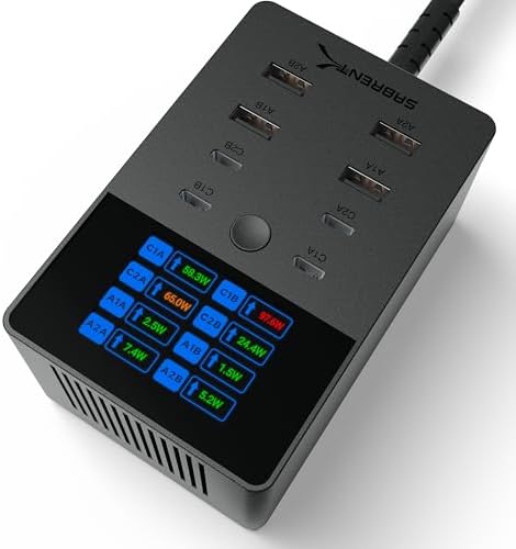 SABRENT VOLTIK Charging Station, 252W 8-Port USB C and USB A, LCD Display, 8-Port (Pack of 10) by SABRENT
