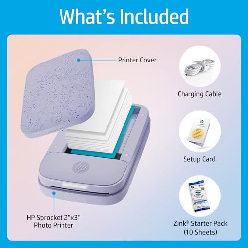 HP Sprocket 2x3 Instant Smartphone Photo Printer - Portable Color Wireless Mobile Printer - Zink Sticky-Back Photos - Print from Compatible iOS & Android Devices with Bluetooth w/Fun App - Purple - Image 4