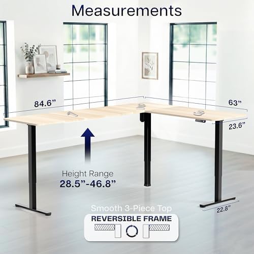 VIVO Light Wood 84 x 63 in Corner Standing Desk, DESK-E3CTBC-84 - Image 5