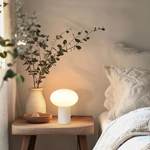 Brightech Ivy LED Table Lamp - Small 9” Bedside Reading Lamp, Modern USB Desk and Nightstand Light with Ambient Lighting for Bedroom, Living Room, Office - Frosted Glass Globe Lamp Shade, Cream - Image 4