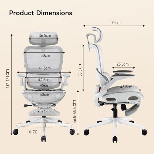 SIHOO B100 PRO Ergonomic Office Chair with Footrest, 4D Flip-Up Armrests - Image 2