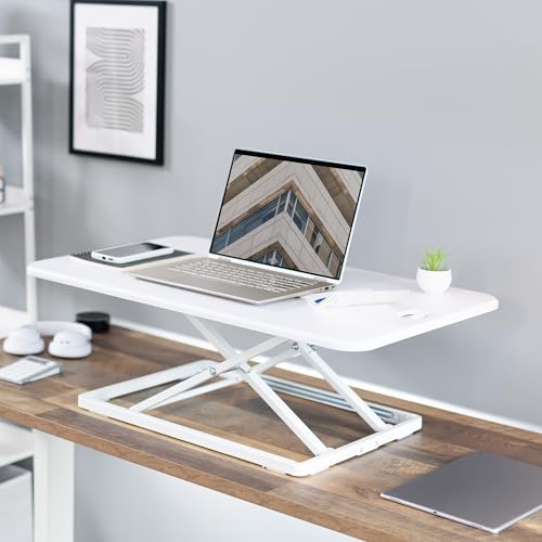 VIVO White 32 in Single Top Standing Desk Converter, DESK-V032JW - Image 2