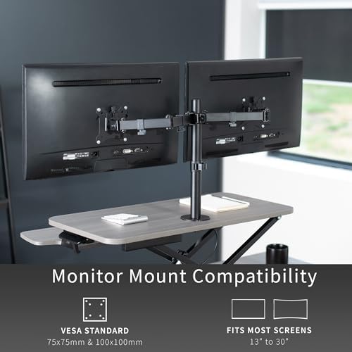 VIVO Gray 32 in Standing Desk Converter with Monitor Stand, DESK-V000K-M2G - Image 5