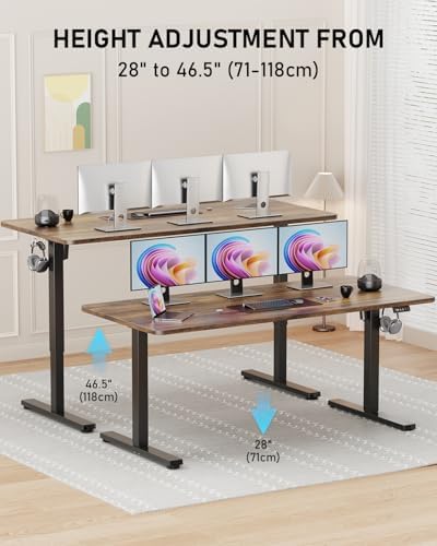 63" Large Electric Standing Desk Adjustable Height for Home Office - Image 4