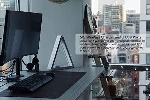 Modern LED Desk Lamp with Dimmable Light Control Wireless Charging and 2 USB Ports for Home Office Dorms Bedroom Reading Light (White) - Image 4