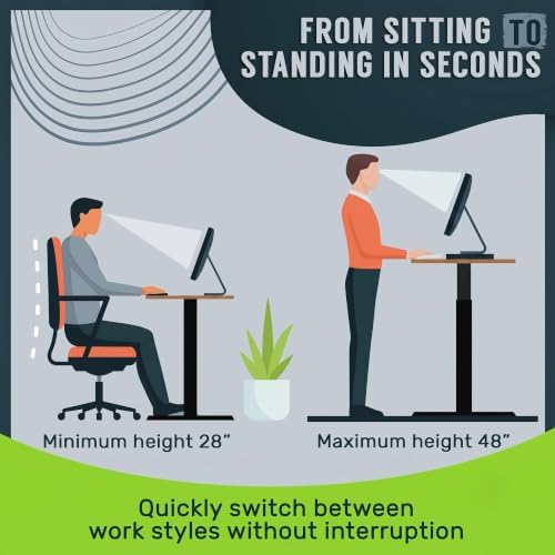 TechOrbits Electric Standing Desk Frame 60 x 24 Inch Tabletop - Motorized Workstation Two Leg Stand Up Desk with Memory Settings and Telescopic Sit Stand Height Adjustment (Black Frame/Wood BrownTop) - Image 4
