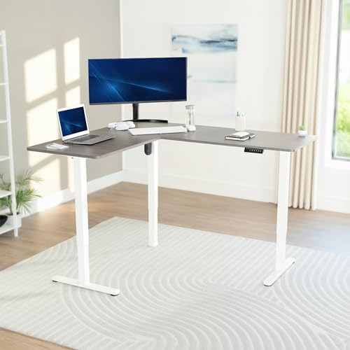 VIVO Dark Gray 63 x 55 in Corner Standing Desk, DESK-E3CTWG - Image 2