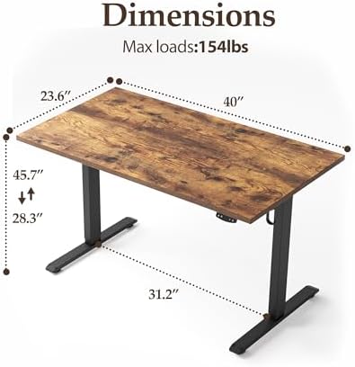 Klicelor 40 Inch Electric Standing Desk, Height Adjustable Office Desk, Sit Stand Up Computer Desk with Memory Preset, Two-Piece Desktop, Rustic Brown - Image 3