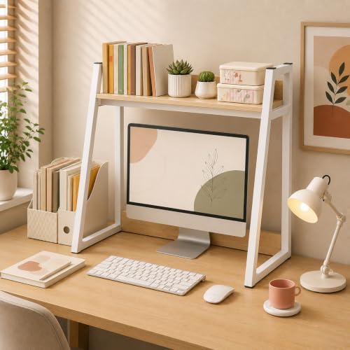 3 Tires Desktop Hutch Bookshelf, Desktop Bookshelf by Unknown