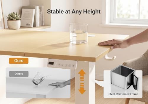 YDN Electric Standing Desk, 55x24 Inch, Nature - Image 4
