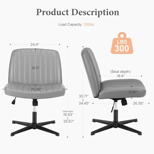 Sweetcrispy Criss Cross Office Chair, Vanity Chair No Wheels, Faux Leather - Image 2