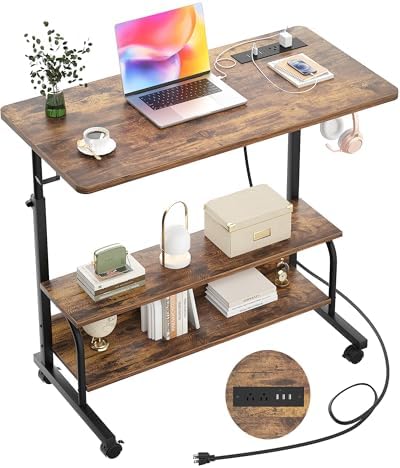 Armocity 32" Rolling Standing Desk with Charging Station for Couch Bed by Armocity