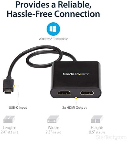 StarTech USB-C to Dual HDMI MST Hub, 4K 30Hz/1080p 60Hz, TB3/TB4/USB4 - Image 5