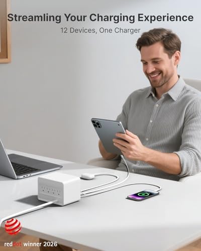Gitryin 12-in-1 Desktop Charging Station, 160W USB Retractable GaN Charger - Image 4