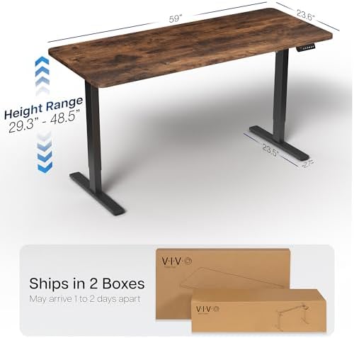 VIVO Rustic Vintage Brown 60 x 24 in Standing Desk, DESK-KIT-1B6N - Image 4
