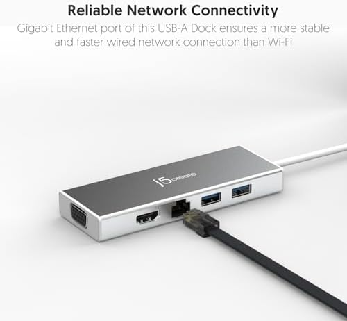 j5create USB 3.0 Hub with HDMI, VGA, RJ45 Gigabit Ethernet, 2 USB 3.1 - Image 6
