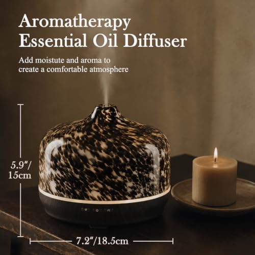 Porseme 500ml Glass Essential Oil Diffuser Aromatherapy Ultrasonic Cool Mist Humidifier 15-21 Running Hours Waterless Auto-Off Air Diffusers for Sleeping Yoga Working Spa(Pongo) - Image 5