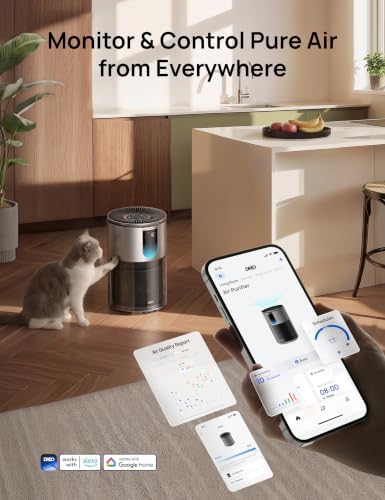 DREO Smart Pet Air Purifier for Home, Bedrooms Air Cleaner with Wi-Fi/Voice/Alexa, Auto/Turbo/HEPA Sleep Mode for Smoke, Dust, Pollen, Odor, PM2.5 Quality Monitor, 4 Speeds, DR-HAP009AS (DREO 539AS) - Image 7