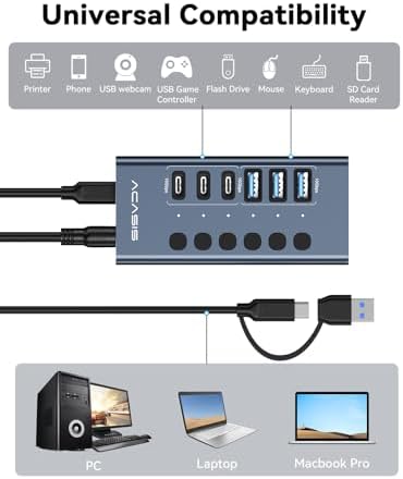 ACASIS 6 Ports Powered USB 3.2 Hub (3 USB-A 3.2 +3 USB-C 3.2), 10Gbps - Image 6