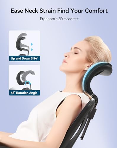 SIHOO M57 Ergonomic Mesh Office Chair, High Back Home Desk Chair with 3D Armrests, Lumbar Support and Adjustable Headrest, Comfortable Computer Chair, Big & Tall Office Chair Hold 330 LBS-Ebony - Image 5