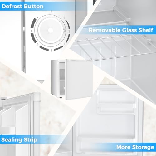 Antarctic Star 1.7 Cu.Ft Compact Refrigerator with Freezer,Adjustable Thermostat,Removable Glass Shelf,Single Reversible Door Mini Fridge for Bedroom,Office,Dorm,White - Image 5