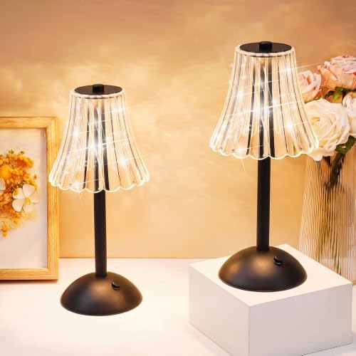 Liliful 2 Pcs Cordless Table Lamp LED Touch, Black, Rose Style by Liliful