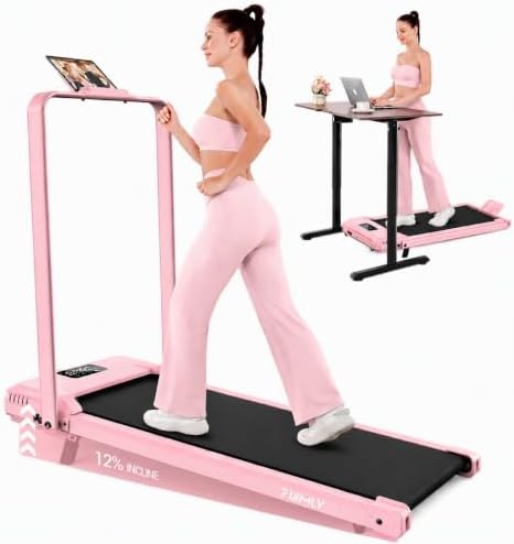 FUNMILY Upgrade Walking Pad Folding Treadmill with 12%/15% Incline & Handle Bar, 3.5HP Foldable Under Desk Compact Treadmills for Home/Office/Gym, 400+lb Capacity, Shock Absorption by FUNMILYSportsFitnessCardioTraining