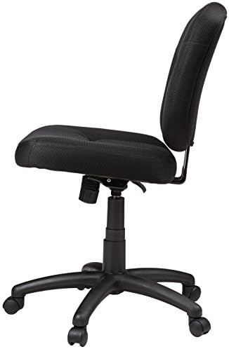 Amazon Basics Low-Back Armless Office Desk Chair with Back Support, Adjustable Height, 360 Degree Swivel, Fabric Upholstery, Rolling Wheels, Black - Image 4