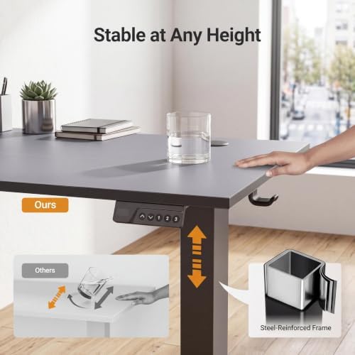 Claiks Electric Standing Desk 55x24 Inch Adjustable Desk, Black - Image 5