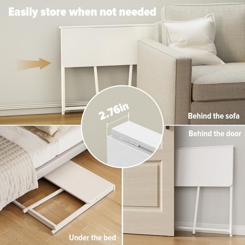 WOHOMO Folding Desk, 39.4" Foldable Computer Table for Small Spaces, White - Image 4
