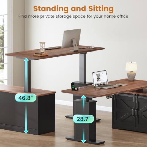 SEDETA Farmhouse 55 inch L Shaped Standing Desk with Storage Drawers - Image 4