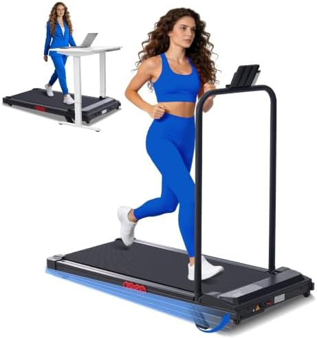 Compact Walking Pad Treadmill with Handle Bar and Incline for Home, 2026 Upgrade Portable Walking Treadmill with Handles, 3.0HP Walking Pad for Exercising, 0.6-7.6MPH, 350LBS by SUOUER