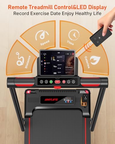 Walking Pad, Anylife Incline Walking Pads Under Desk 330lb Capacity, 2.5HP Portable Treadmills for Home, Compact Treadmill Small Running Pad with LED Display, Remote Control - Image 5