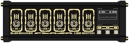 EleksMaker MK5 Modular USB Switch Hub – 10-Port Desktop Hub with 6 USB Power Ports, 4 USB Data Ports, Toggle Switches, USB Adapter Included by ELEKSMAKER