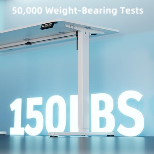 Shintenchi Standing Desk, 55x24 Inch Height Adjustable Electric Sit Stand up Desk, Ergonomic Rising Computer Table, Modern Lift Gaming Desk Workstation for Home Office, White - Image 5