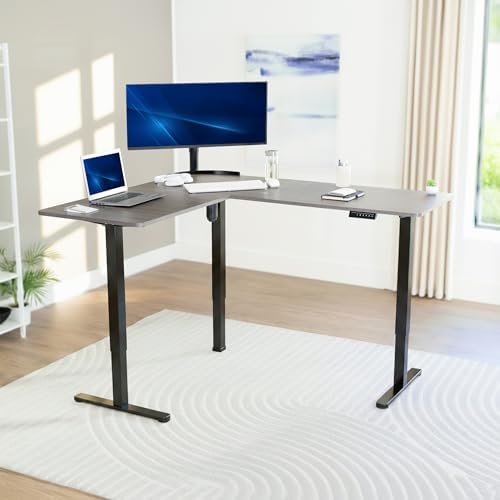 VIVO Dark Gray 63 x 55 in Corner Standing Desk, DESK-E3CTG - Image 2