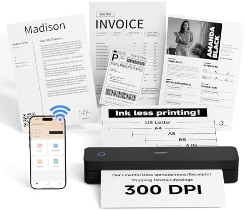 HPRT Portable Printer Wireless for Travel,Inkless Thermal Printer Ink-Black by HPRT