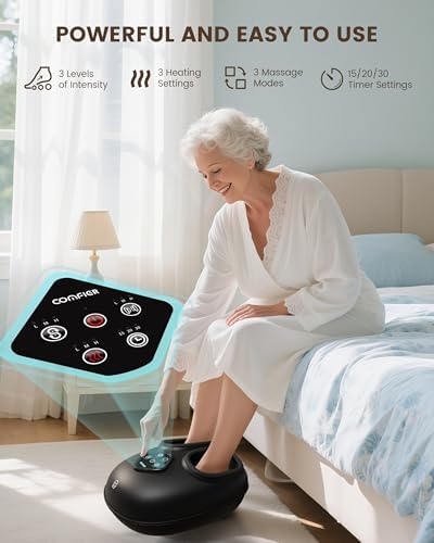 COMFIER Foot Massager with Heat & Compression, Deep Kneading & Rolling Massage for Tired Feet, Fits Up to Size 14, Adjustable Intensity, Spa-Like Relaxation Gift for Mom, Mothers Day - Image 5
