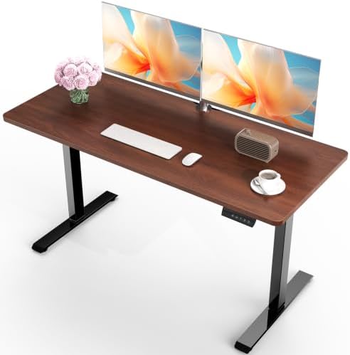 Veken 47.2 Inch Large Electric Standing Desk, Gaming Table, Walnut by Veken