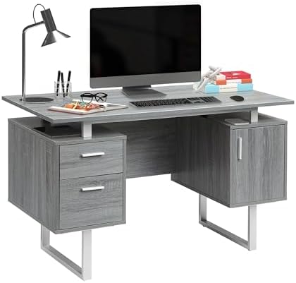 Techni Mobili Office Desk with Storage Drawers and Cabinet 51.25” W - Modern Office Desk with Large Floating Desktop Surface by TechniMobili