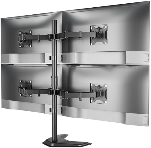 monTEK Freestanding Quad Monitor Stand for Four 17-32" Screens, 22 lbs Each by monTEK