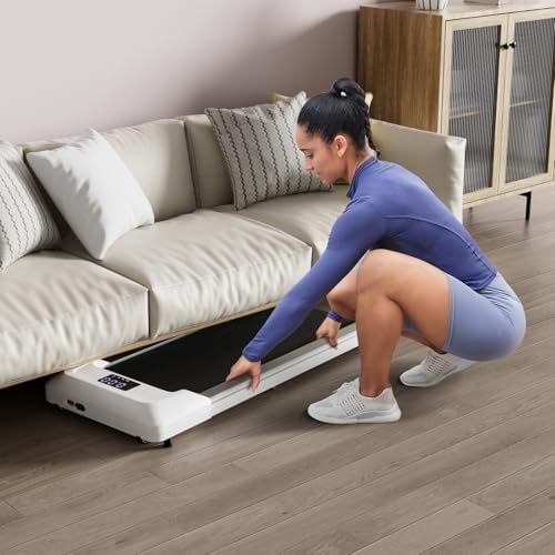 GYMAX Walking Pad, 2.25HP Under Desk Treadmill with LED Display, Remote Control & 7-Layer Belt, Compact Portable Jogging Running Machine for Home Office Small Space - Image 4